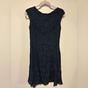 American Living Navy Floral Lace Midi Dress